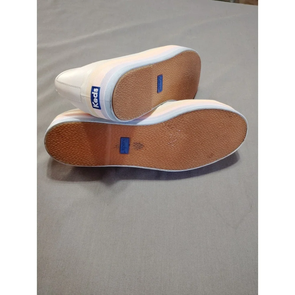 Keds Multi LGBT RAINBOW Stripe Beige Leather Platform Women 9.5 Sneaker WH67845‎